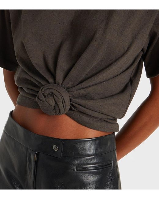 Magda Butrym Black Gathered Cotton And Silk T-Shirt