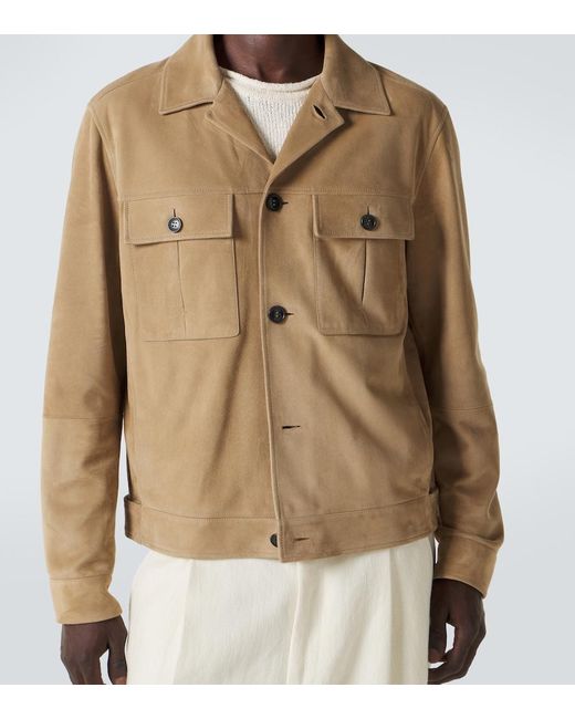 Zegna Brown Suede Jacket for men