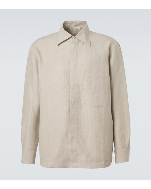 Saman Amel Natural Linen Overshirt for men