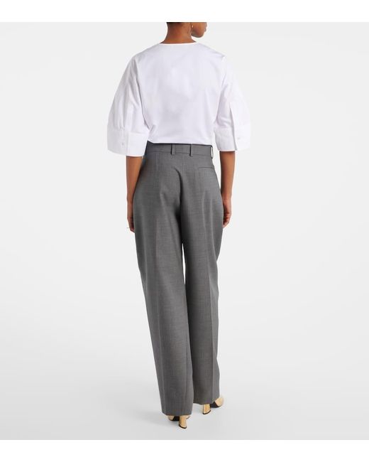 Givenchy Gray Cocoon Wool Wide-Leg Pants