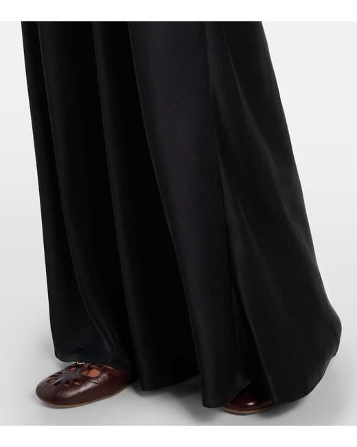 Robe Longue En Soie Et Dentelle Chloé en coloris Black