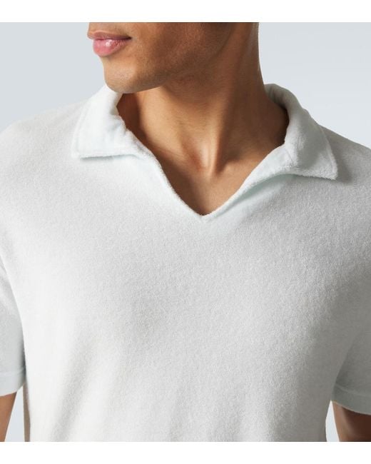 Thom Sweeney White Cotton Terry Polo Shirt for men