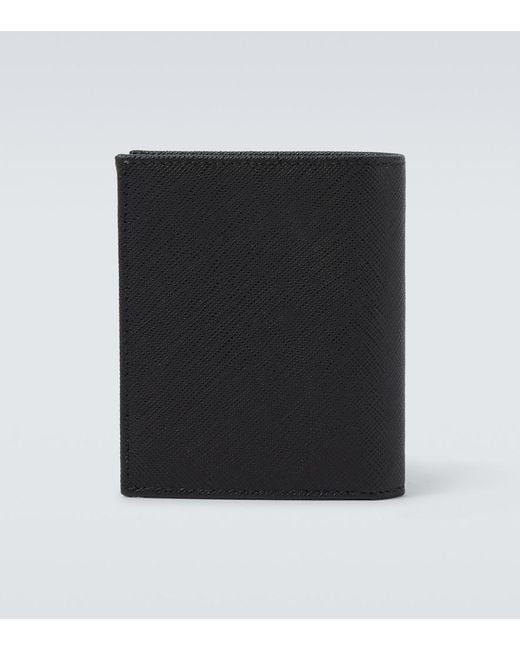 Prada Black Logo Saffiano Leather Wallet for men