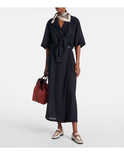 Loro Piana Black Top Janet Aus Leinen-Crepe