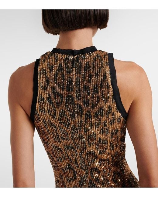 Roberto Cavalli Metallic Sequined Leopard-Print Minidress
