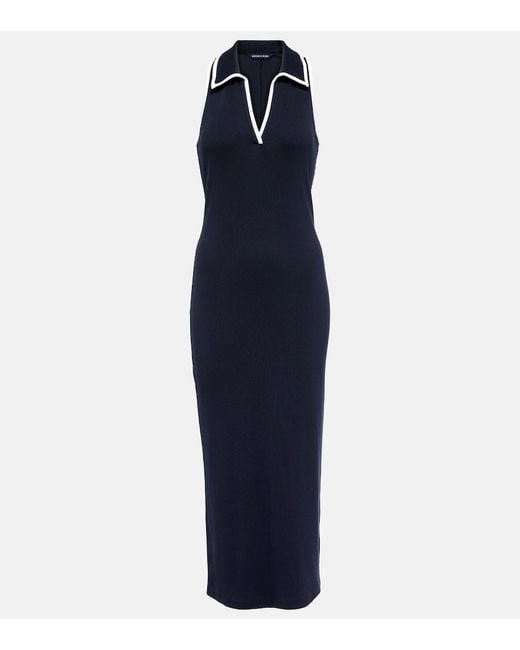 Veronica Beard Blue Darien Cotton-Blend Polo Dress