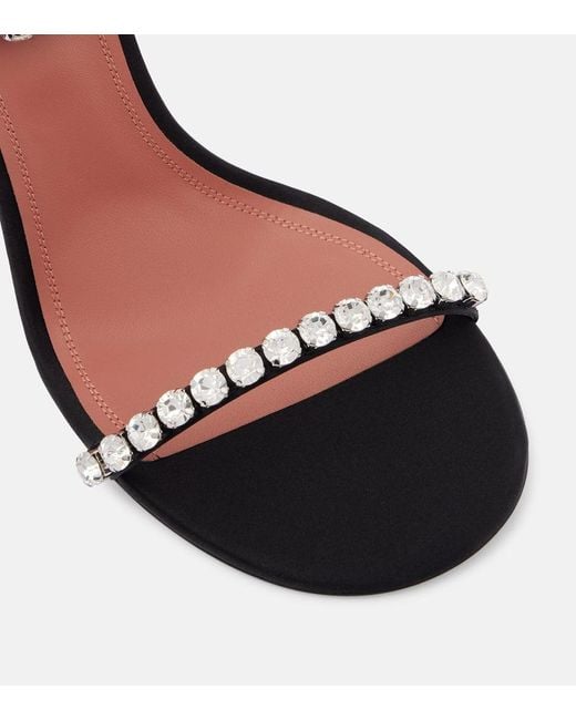 AMINA MUADDI Black Gigi 95 Embellished Satin Sandals