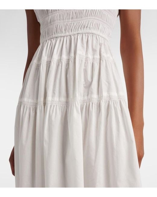 Doen White Clover Shirred Cotton Poplin Midi Dress