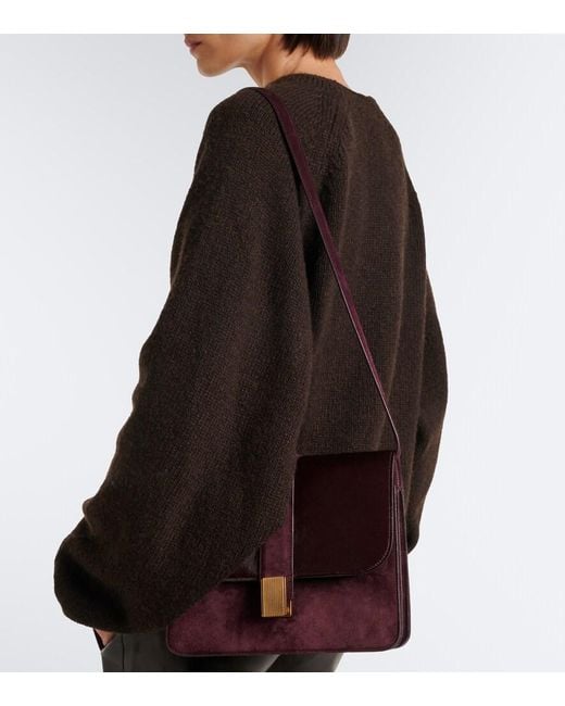 Khaite Purple Blake Medium Calf Hair Crossbody Bag