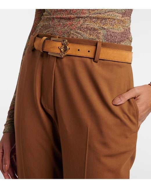 Etro Brown Pegaso Suede Belt