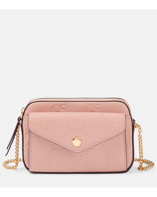 Gucci Pink Super Mini GG Leather Crossbody Bag