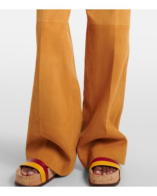 Gabriela Hearst Brown Norman Belted Suede Wide-Leg Pants