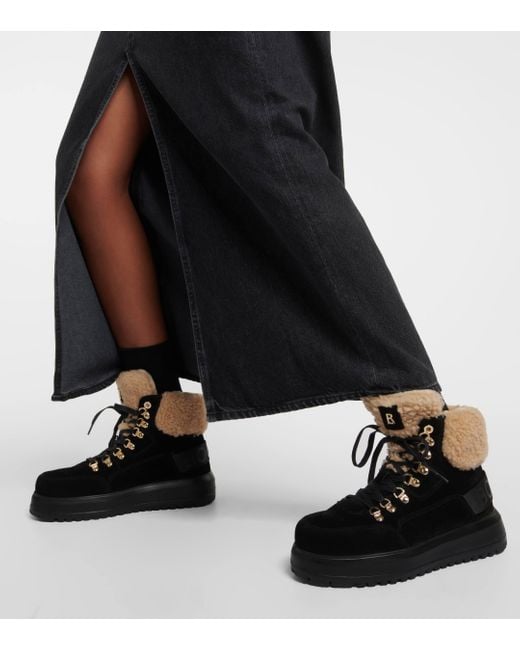 Bogner Black Antwerp Suede And Shearling Lace-up Boots