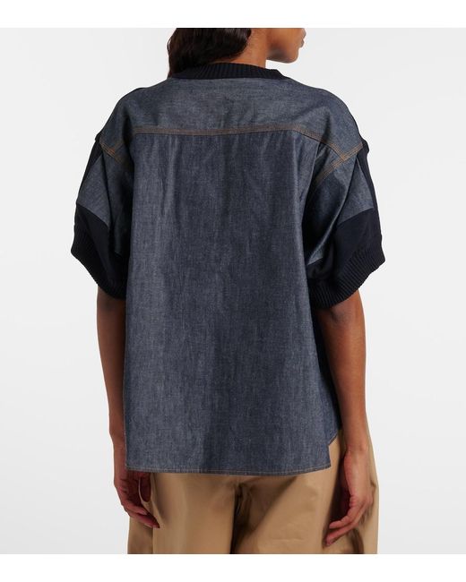 Sacai Black Cotton-Blend Top