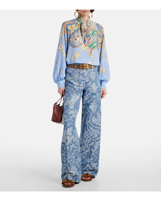 Etro Blue Floral Blouse