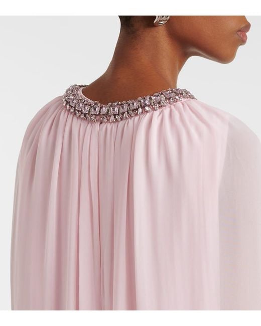 Self-Portrait Pink Caped Chiffon Gown
