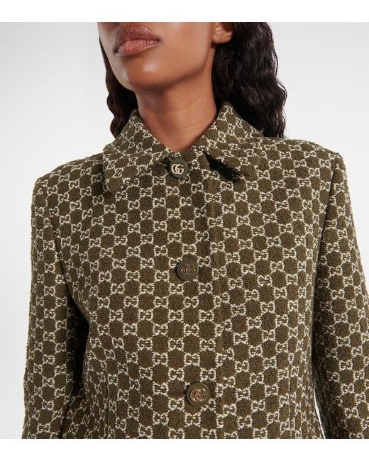 Gucci Green Gg Tweed Blazer