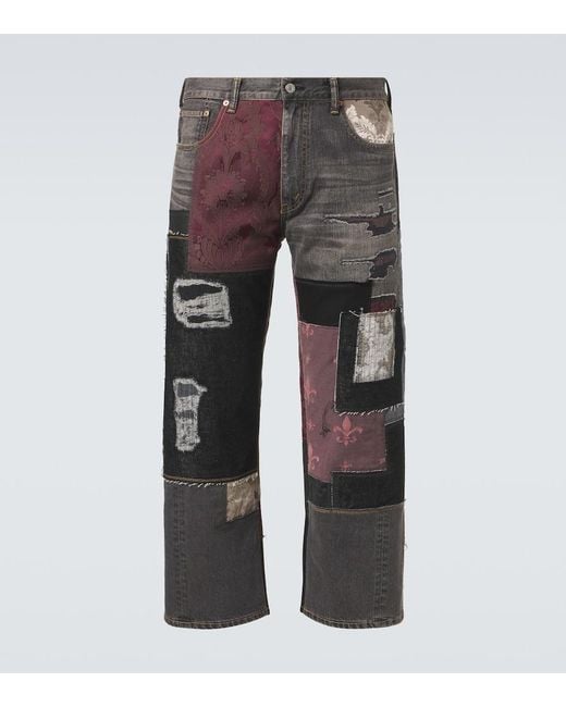 Junya Watanabe Gray X Levi's Patchwork Wide-Leg Jeans for men