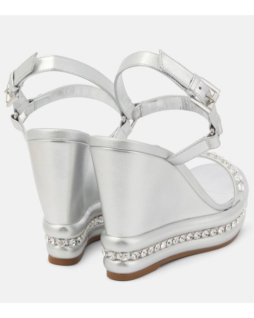 Christian Louboutin White Pyrastrass Metallic Leather Wedge Sandals