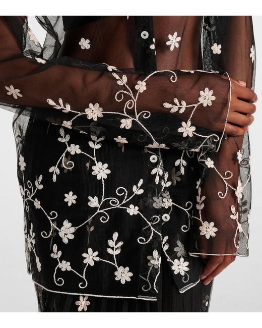 Totême Gray Embroidered Semi-Sheer Shirt