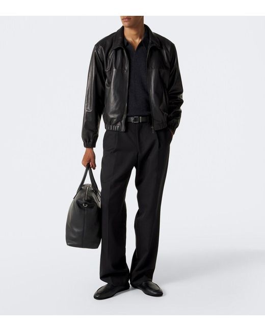 John Lobb Black Kingston Ii Leather Slip-On Shoes for men