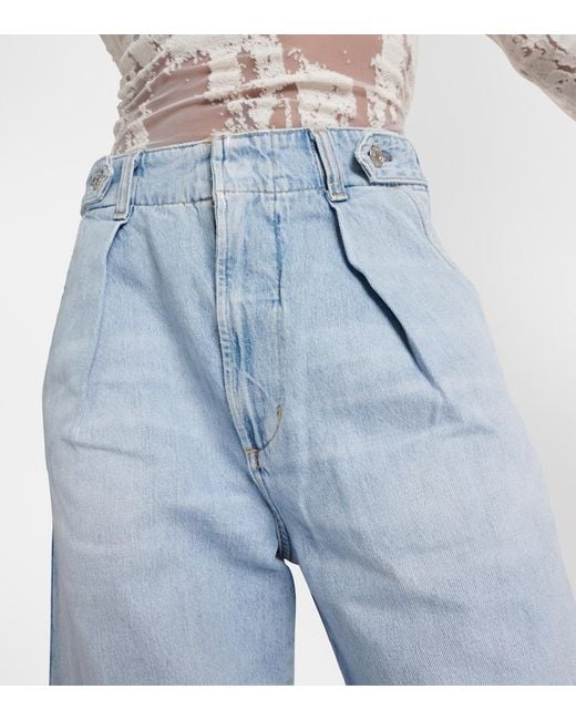 Citizens of Humanity Blue Payton High-Rise Twill Wide-Leg Pants