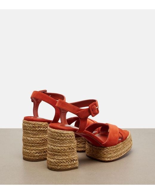 Christian Louboutin Red Calakala Suede Espadrille Sandals