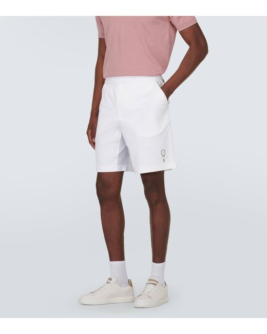 Brunello Cucinelli Bestickte Bermuda-Shorts aus Baumwolle in White für Herren
