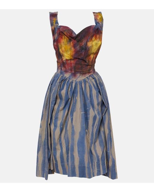 Vivienne Westwood Blue Sunday Striped Cotton Corset Dress