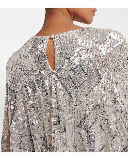 ‎Taller Marmo Natural Nassau Sequined Feather-Trimmed Cape