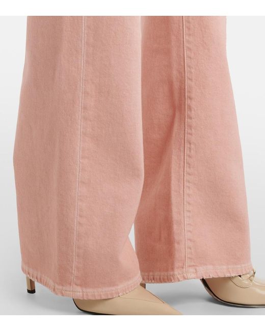 7 For All Mankind Pink Tess High-Rise Straight Jeans