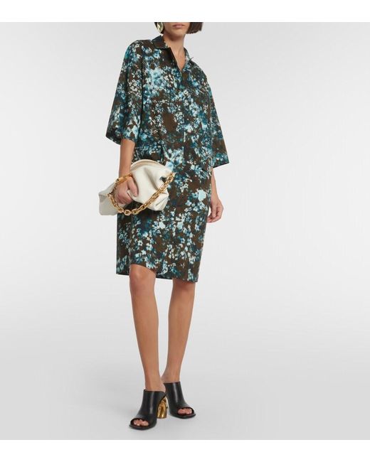 Dries Van Noten Green Floral Cotton Poplin Shirt Dress