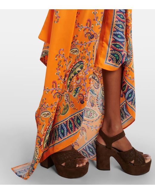 Vestido Largo Asimetrico Con Espalda Abierta Etro de color Orange