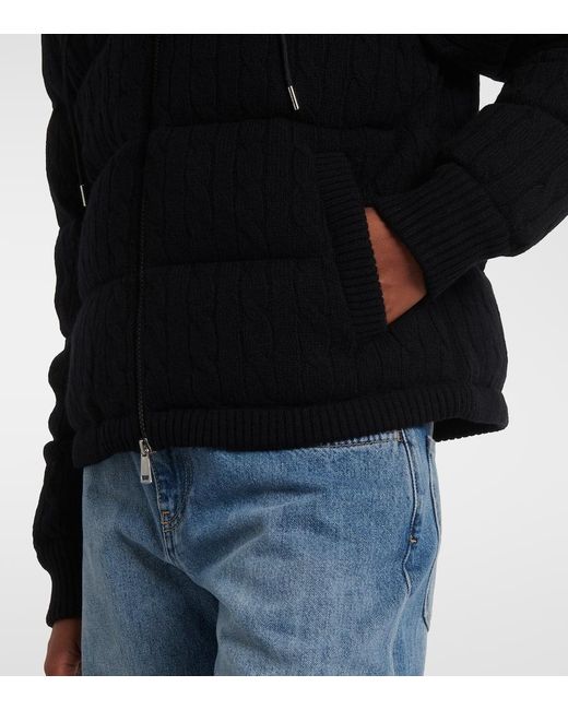 Polo Ralph Lauren Black Hooded Long-Sleeve Down-Fill Wool And Cashmere-Blend Jacket