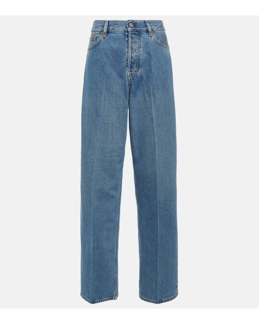 Gucci Blue Low-rise Wide-leg Jeans