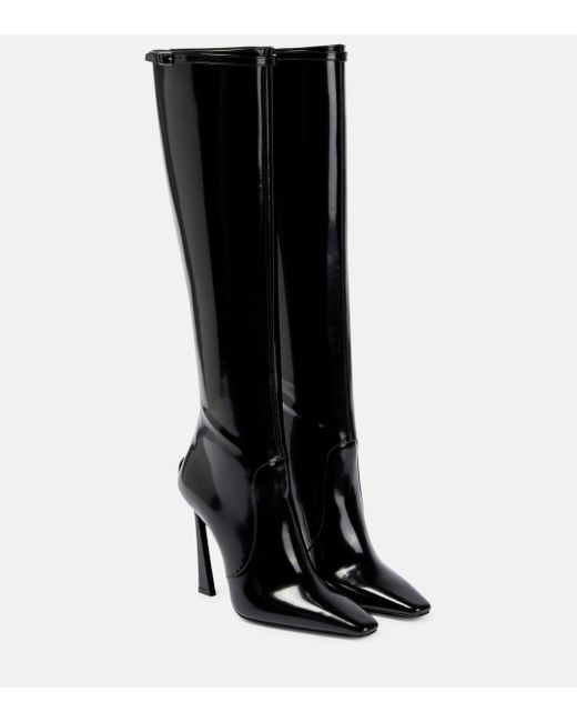 Saint Laurent Black Justify Patent-leather Knee Boots