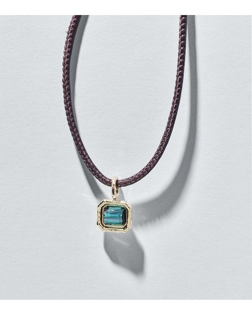 Octavia Elizabeth Metallic 18Kt Pendant Necklace With Tourmaline for men