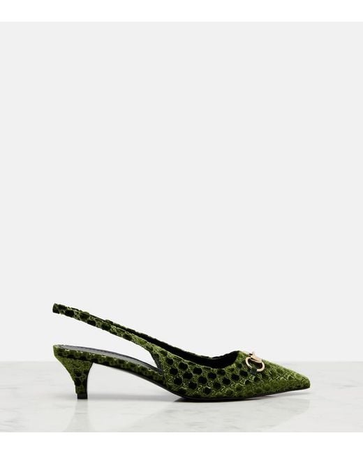 Pumps Slingback Gg Horsebit Erin di Gucci in Green