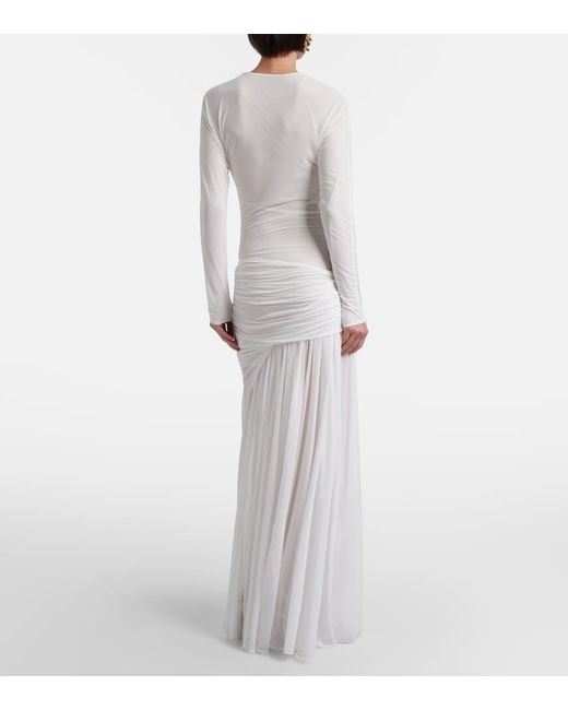 Christopher Esber White Stone Pin Draped Jersey Gown