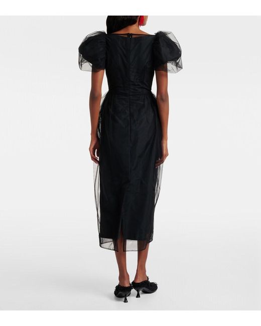 Simone Rocha Black Embroidered Tulle Midi Dress