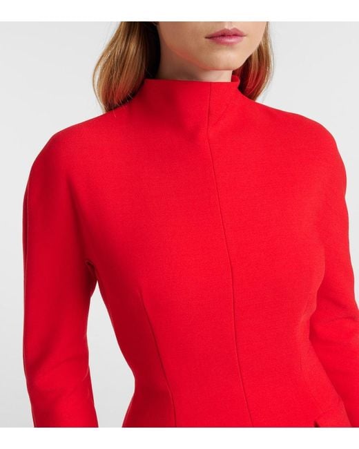 Sportmax Red Terfrite Wool-Blend Gabardine Minidress