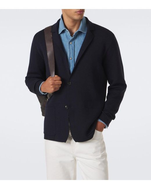 Slowear Blue Virgin Wool Cardigan for men