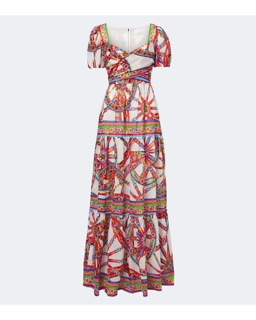 Dolce & Gabbana Red Carretto Cotton Maxi Dress