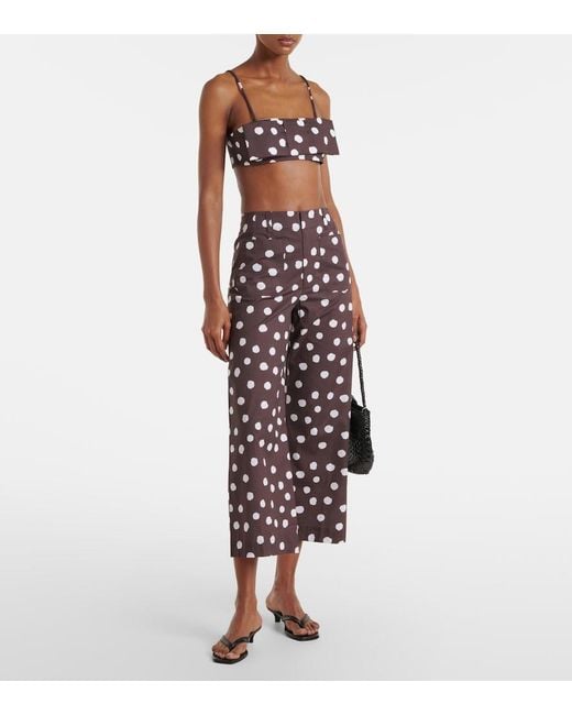 Adriana Degreas Multicolor Polka-Dot Cotton-Blend Wide-Leg Pants
