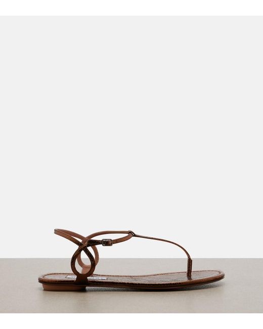 Aquazzura Brown Almost Bare Leather Thong Sandals