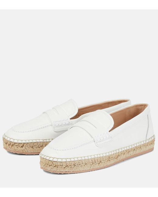 Gianvito Rossi White Lido Leather Espadrille Loafers