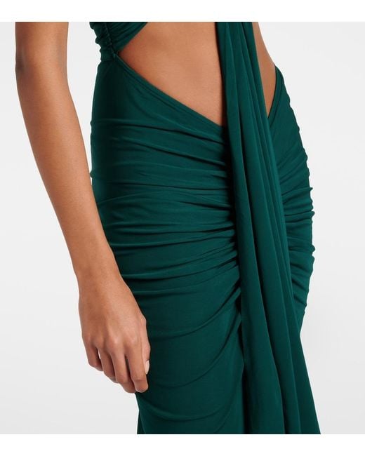 Christopher Esber Green Bezel Quartz Cutout Strapless Jersey Gown