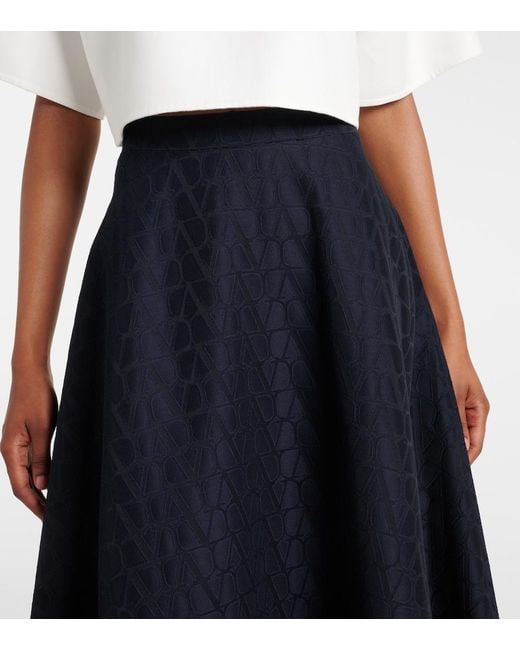 Valentino Blue Toile Iconographe Crepe Couture Midi Skirt