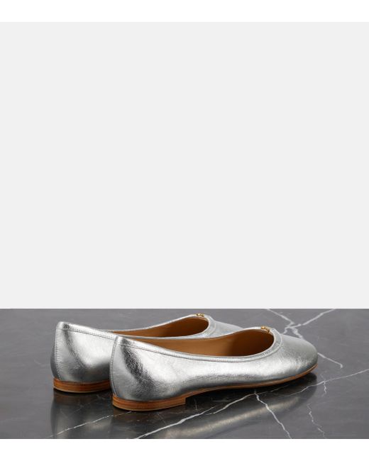 Chloé White Marcie Metallic Leather Ballet Flats