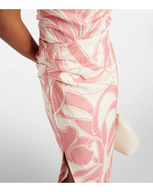 Falda larga Belletto de lino estampada Sir. The Label de color Pink